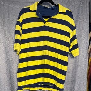 John Ashford Navy and Yellow Striped Polo